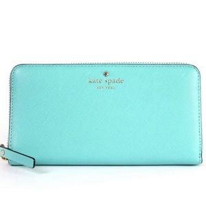 Kate Spade Women’s Wallet Continental Zip Around - Mint Blue Green - EUC